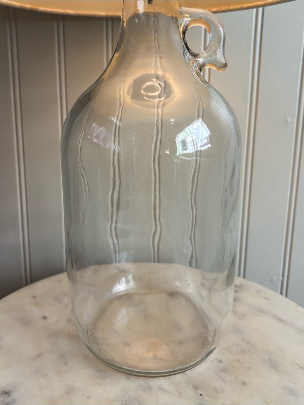 Glass Bottle Jug Table Lamp Birds & Leaves Drum Shade Upcycled Country Farmhouse - Picture 4 of 14